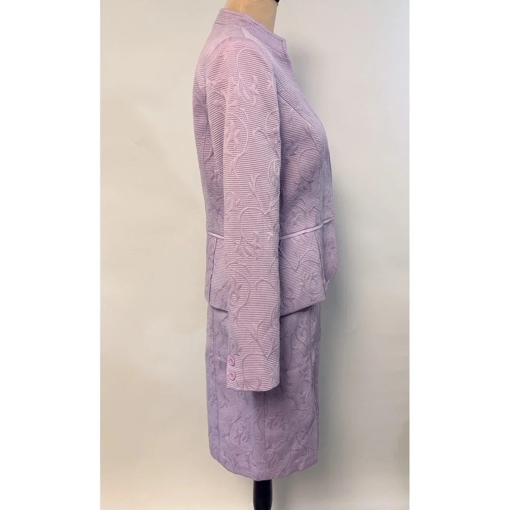 VTG Russell Kemp NY Floral Jacquard Jacket & Skirt Set Lilac Glam Office Sz 6